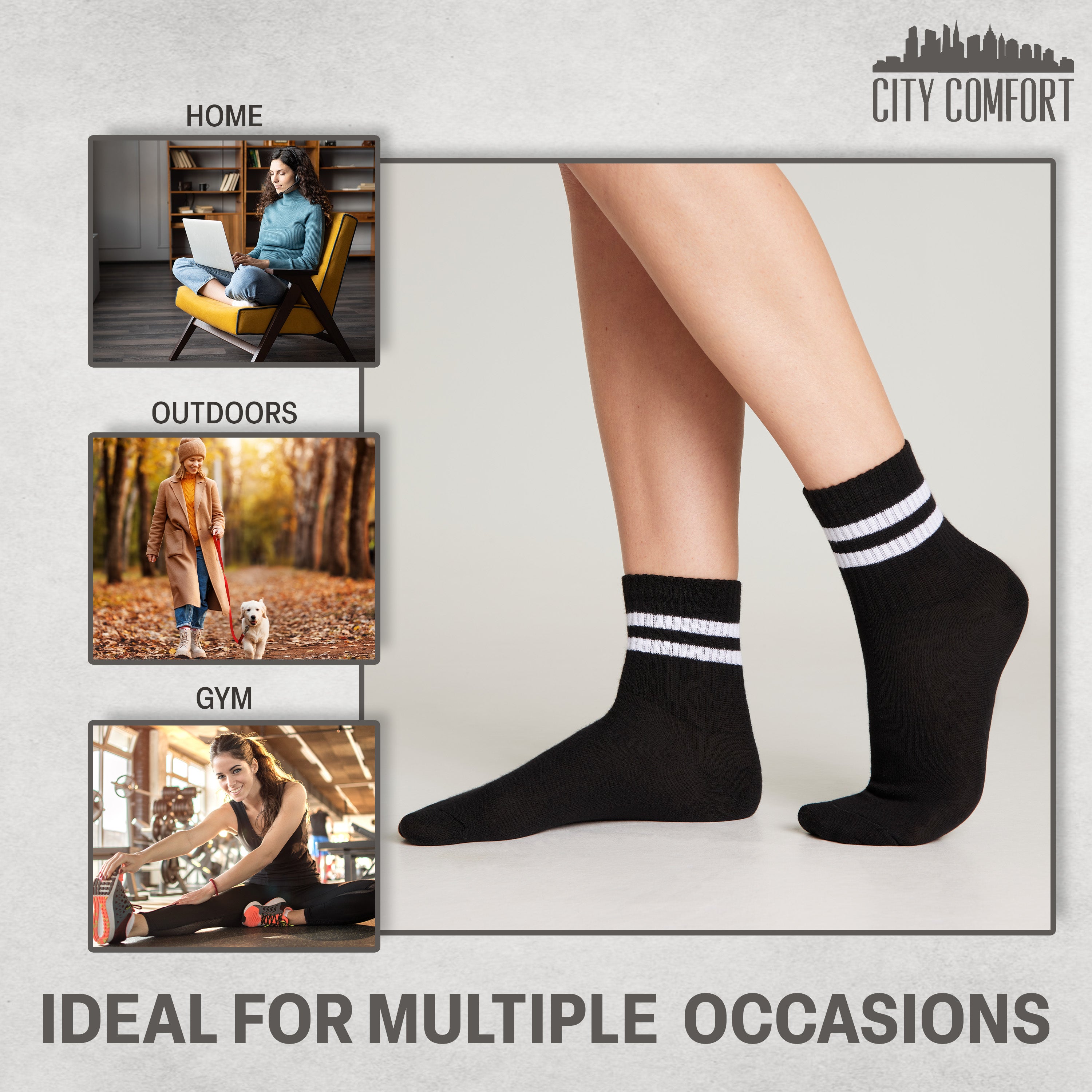 CityComfort Socks Women, Multipack of Sports Retro Ankle Socks for Women and Teens - Get Trend