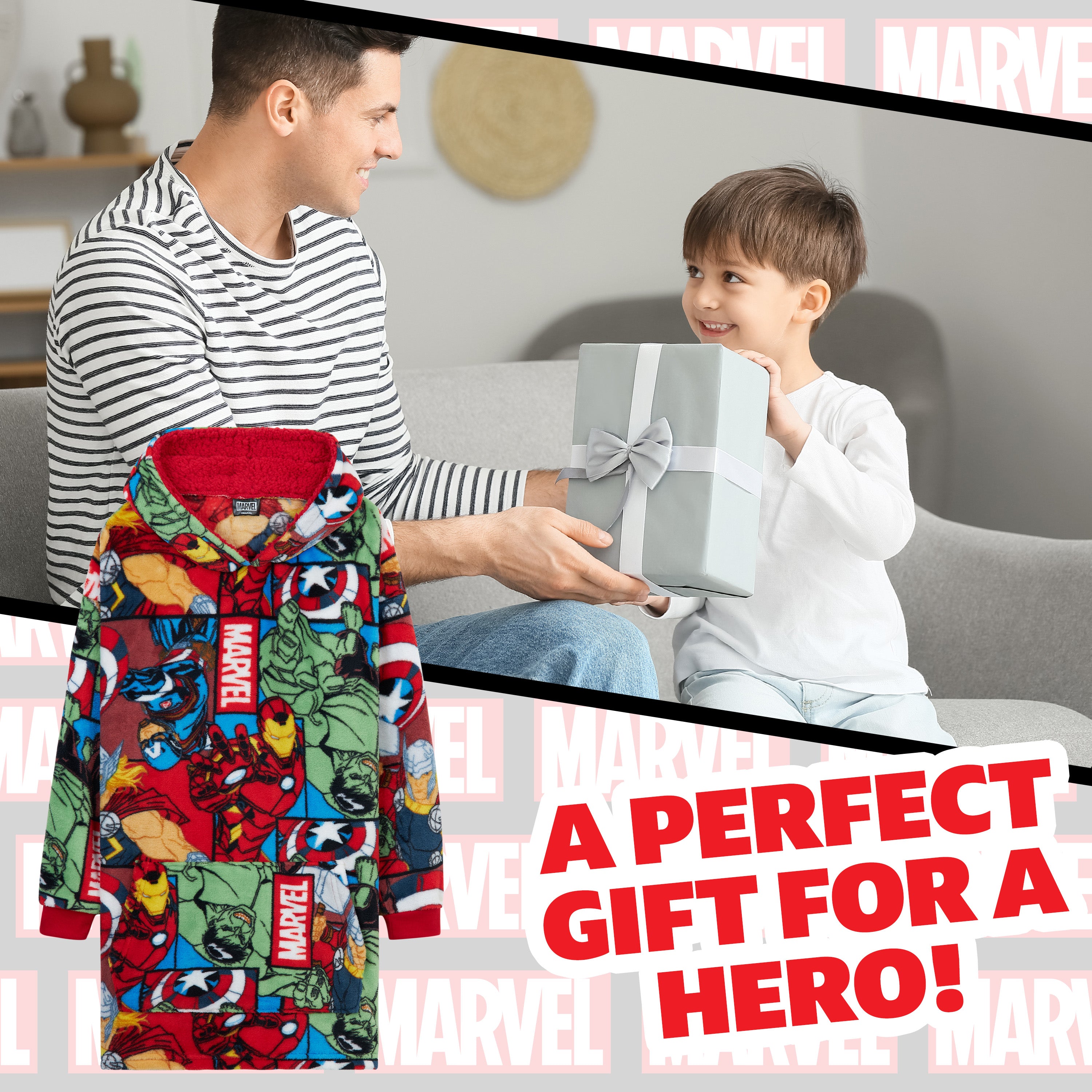 Marvel Oversized Blanket Hoodie Kids Avengers Captain America Iron Man Thor Hulk - Get Trend