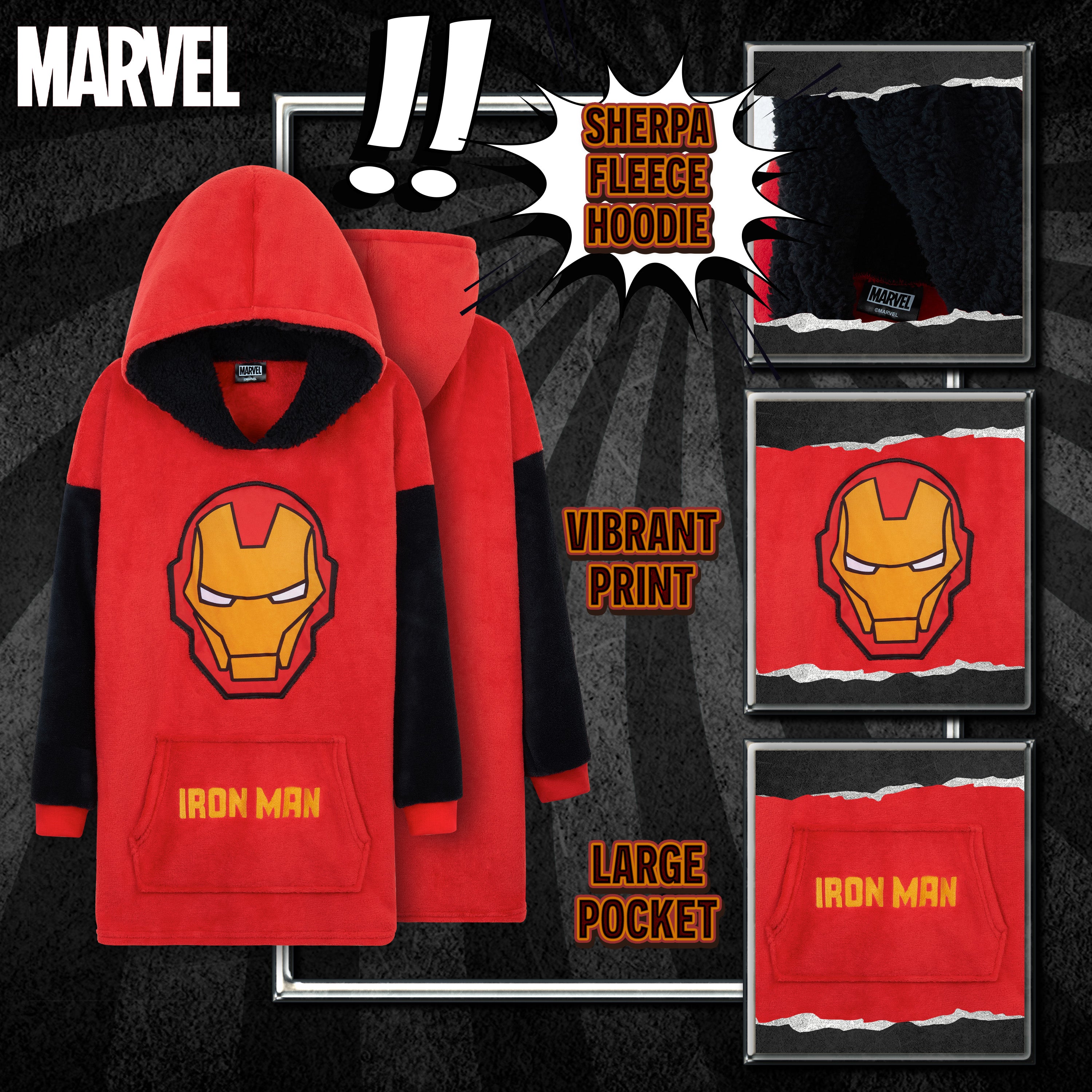 Marvel Oversized Blanket Hoodie Kids - Iron Man - Get Trend