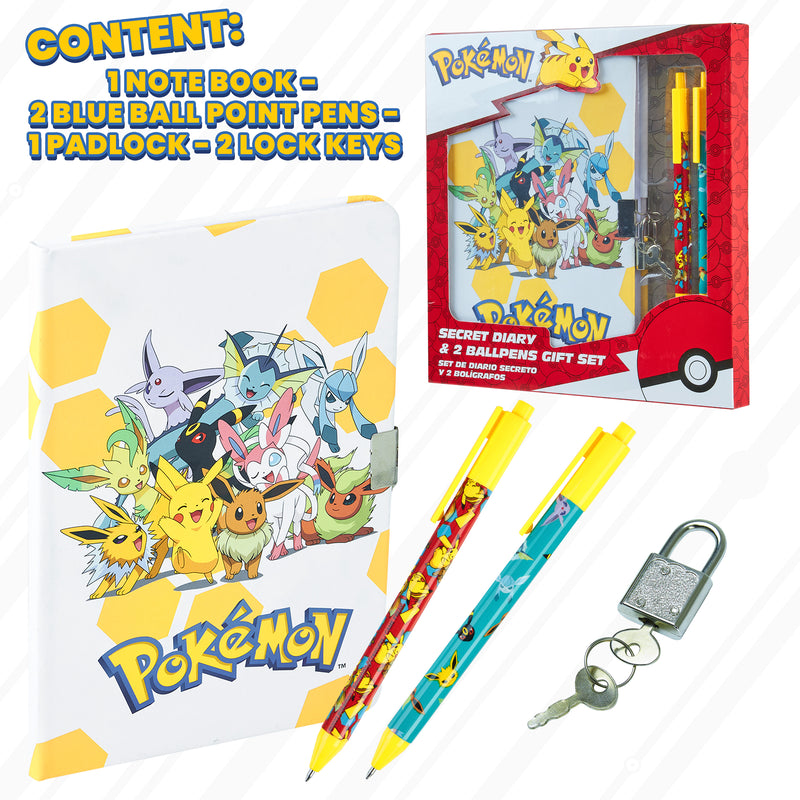 Pokemon Stationery Set Secret Dairy for Girls and Boys Notebook and Pen Set - Get Trend