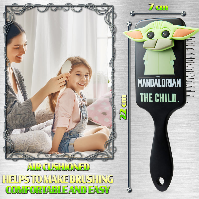 The Mandalorian Detangle Hair Brush for Women Teens Girls, Baby Yoda Paddle Brush - Get Trend