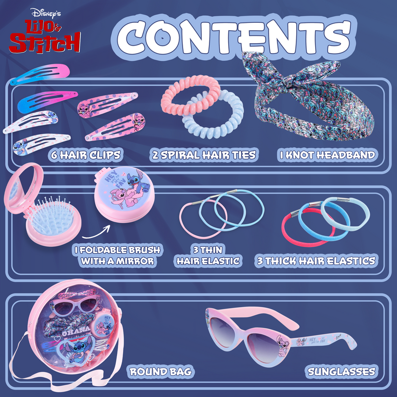 Disney Girls Handbag with Stitch Hair Accessories & Sunglasses - Get Trend