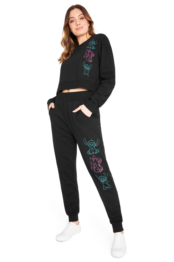 Disney Stitch Jogging Suit Women's Crop Top Tracksuit Teenager Leisure Suit - Get Trend