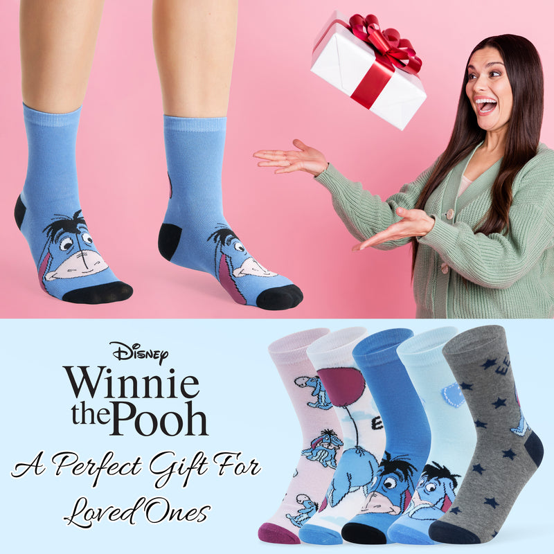 Disney Women’s Socks - 5 Pairs Eeyore Socks, Winnie The Pooh Gifts - Get Trend