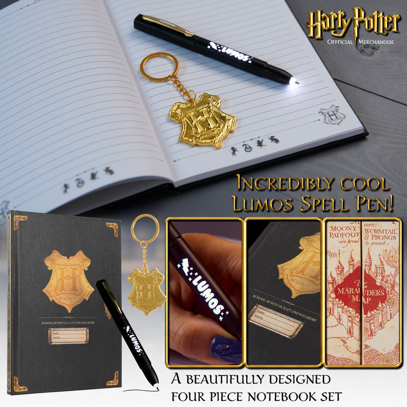 Harry Potter Stationery Set with Notebook and Pen Set Key Ring and Marauders Map - Get Trend