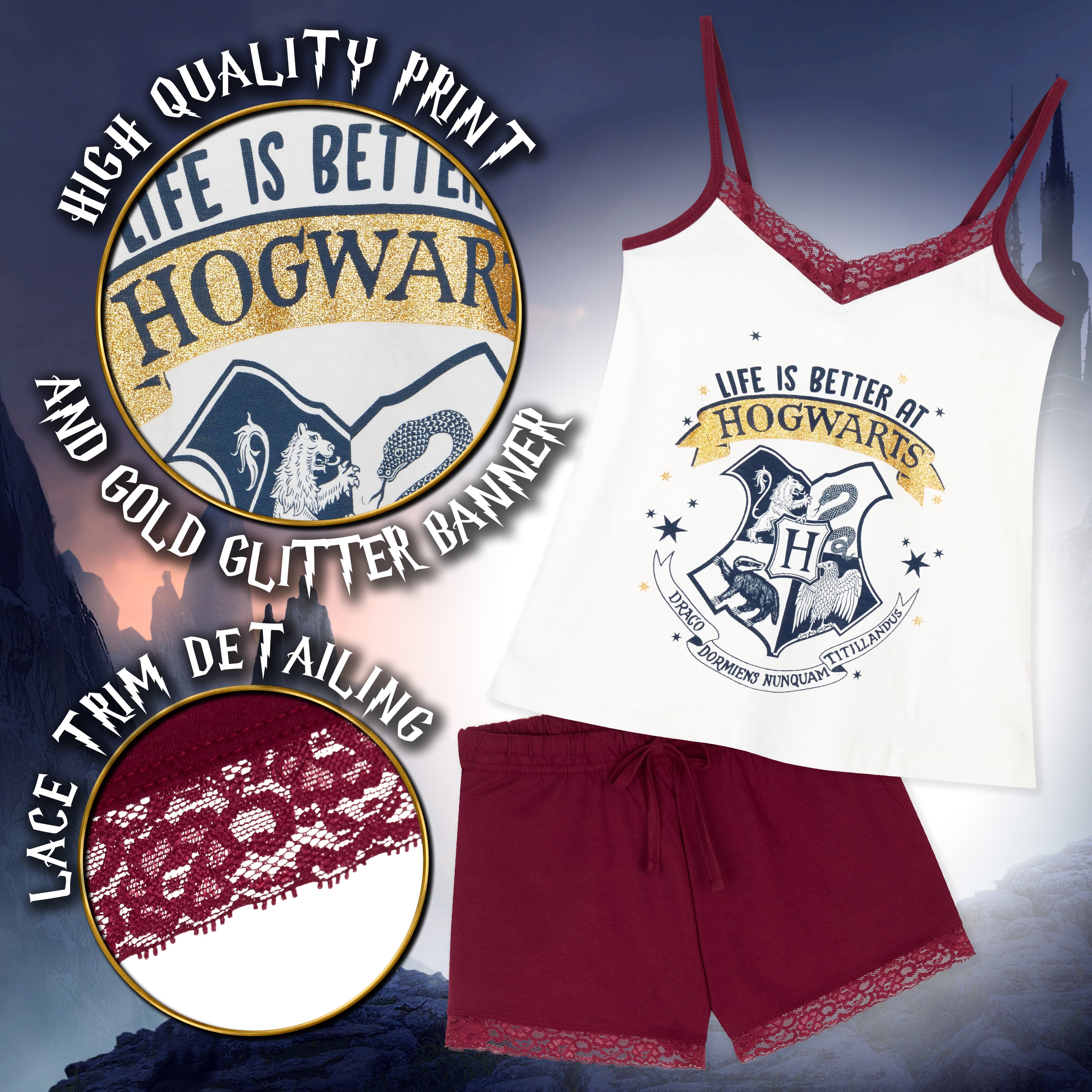 Harry Potter Ladies Pyjamas, Womens Shorts and Top Set, Women’s Nightwear - Get Trend