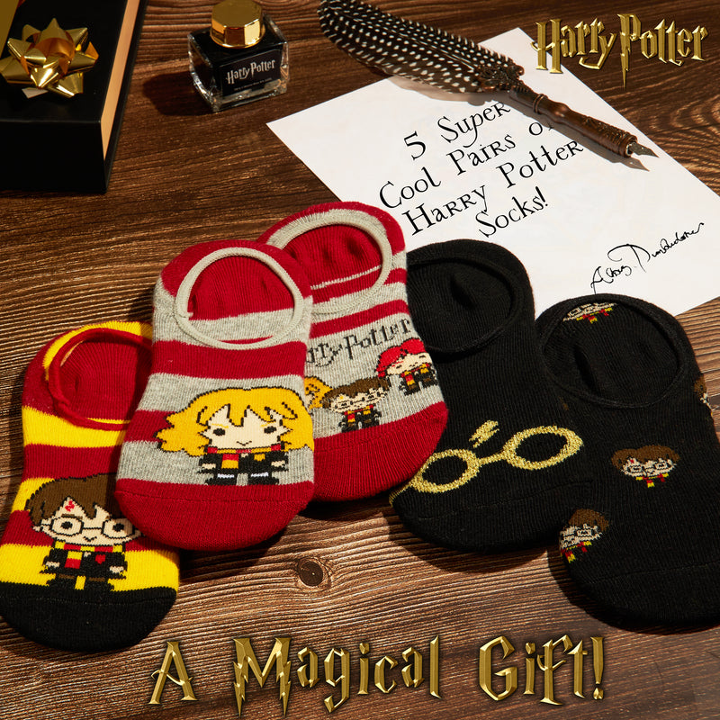 Harry Potter Socks 5 Pairs No Show Trainer Socks for Girls 12-3.5 - Get Trend