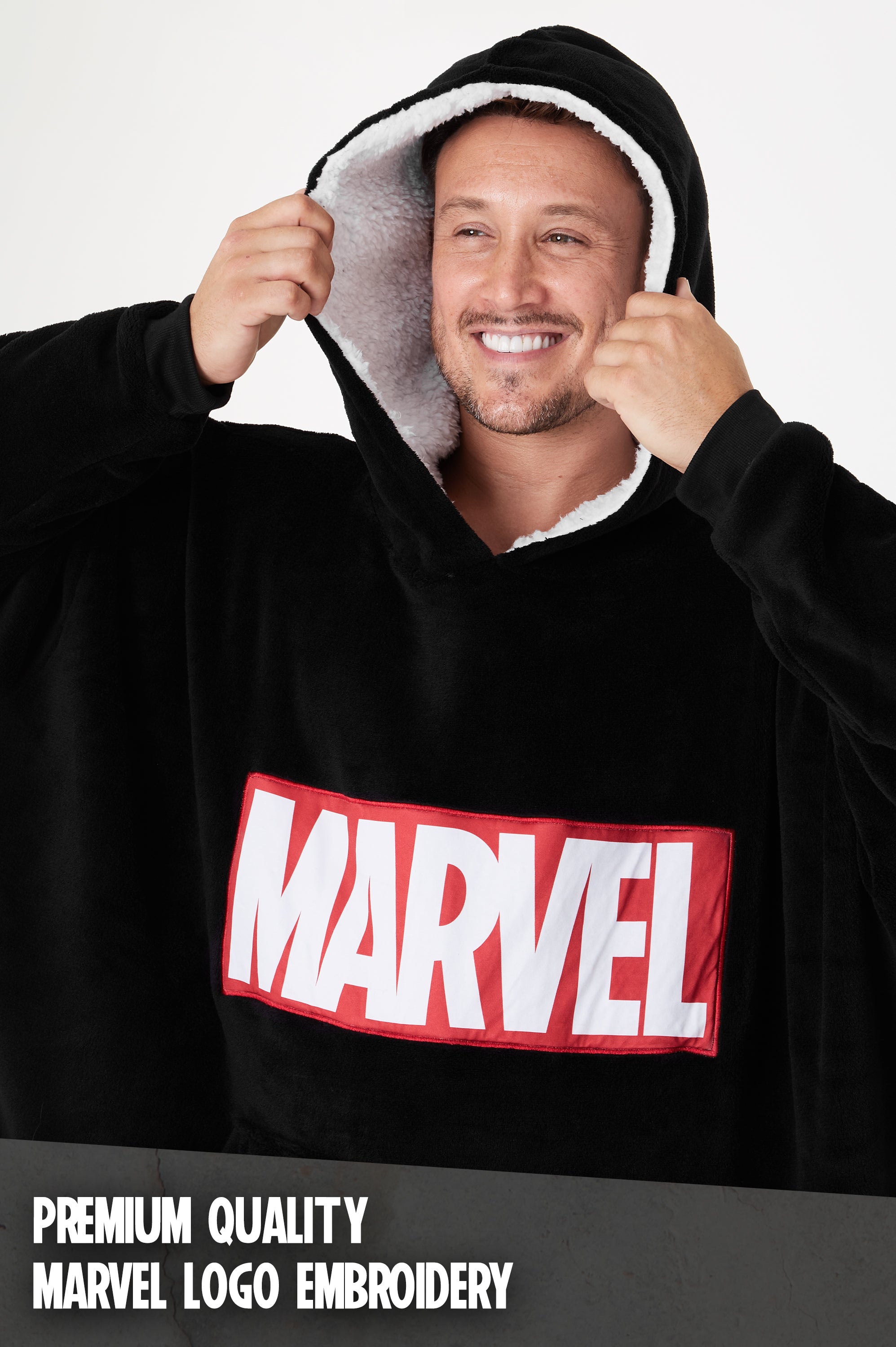 Marvel Hoodies For Men, BLACK Fleece Oversized Hoodie Blanket, Avengers Gifts for Men - Get Trend