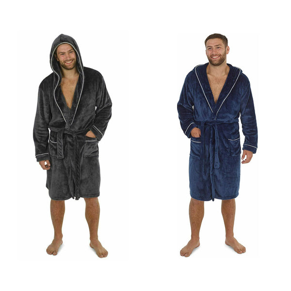 CityComfort Super Soft  Hooded Dressing Gowns for Men in Grey or Navy - Get Trend
