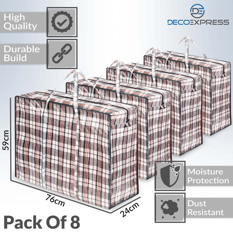 DECO EXPRESS Pack of 8 X Large STRONG Storage Laundry Shopping Bags - Get Trend