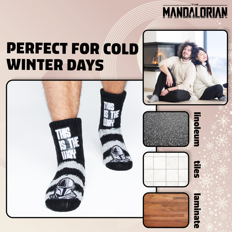 Disney The Mandalorian Fluffy Socks, Baby Yoda Mens Slipper Socks, Warm Knitted Socks - Get Trend