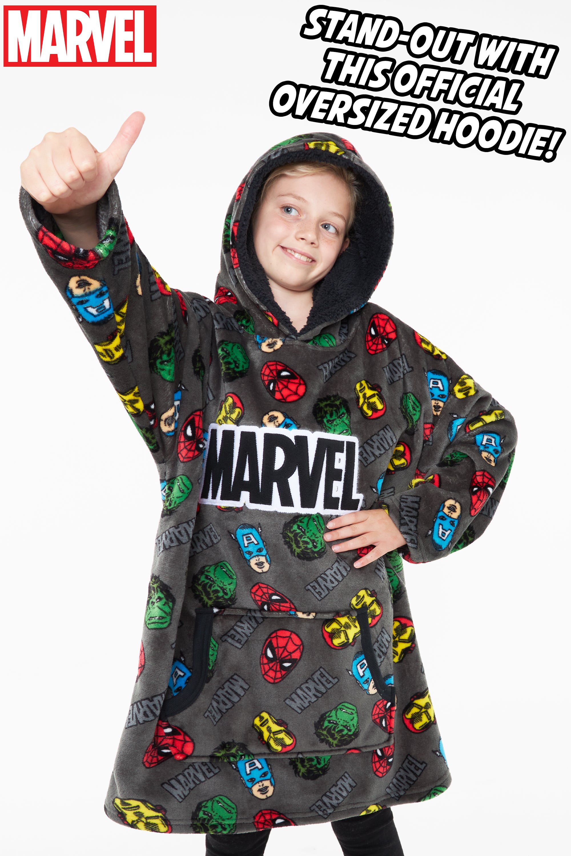 Marvel Hoodies for Boys, Fleece Oversized Blanket Hoodie Avengers - Get Trend