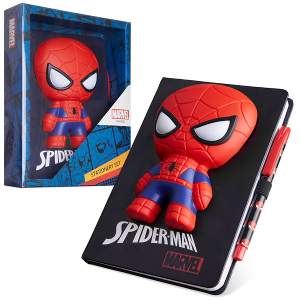 Marvel Spiderman A5 Notebook and Pen Set, 3D Diary Stationery Set Kids Journal for Boys Kids Diaries Spiderman Toys - Get Trend