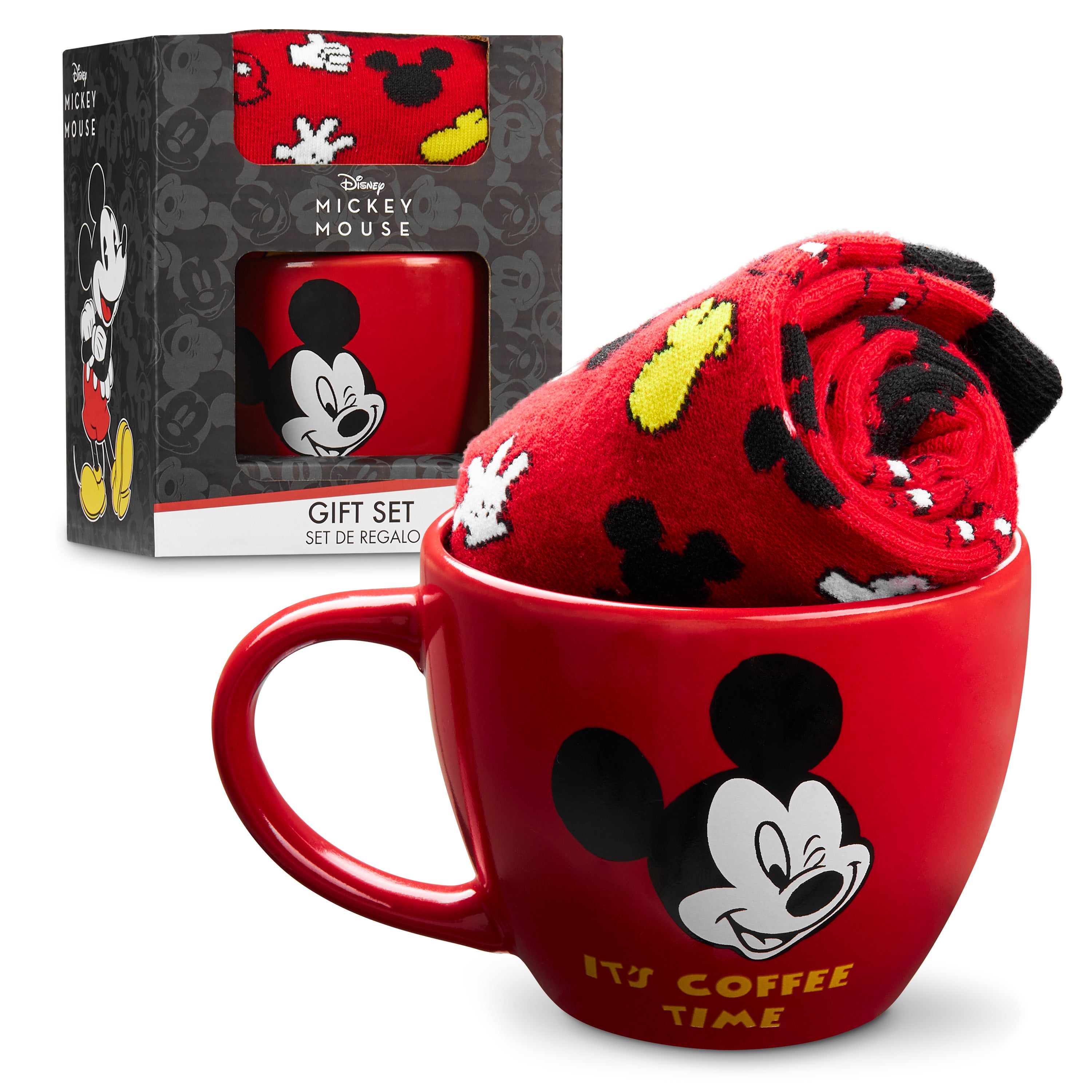 Disney Cup and Socks Gift Set Mickey Minnie Gifts for Women, Red - Mic
