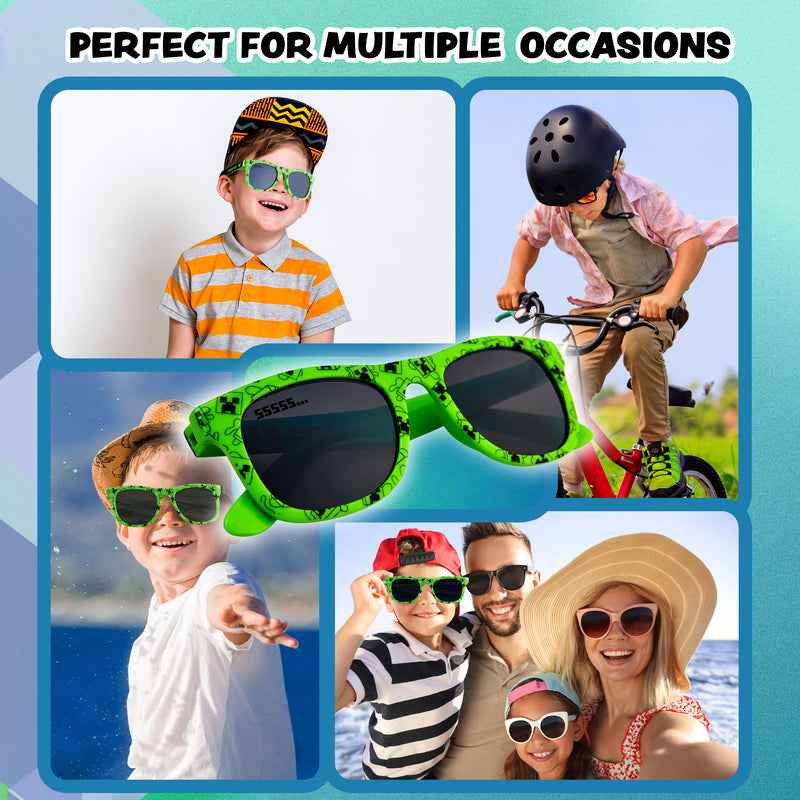 Minecraft Baseball Cap and Kids Sunglasses Set, Gamer Gifts (Black/Green) - Get Trend