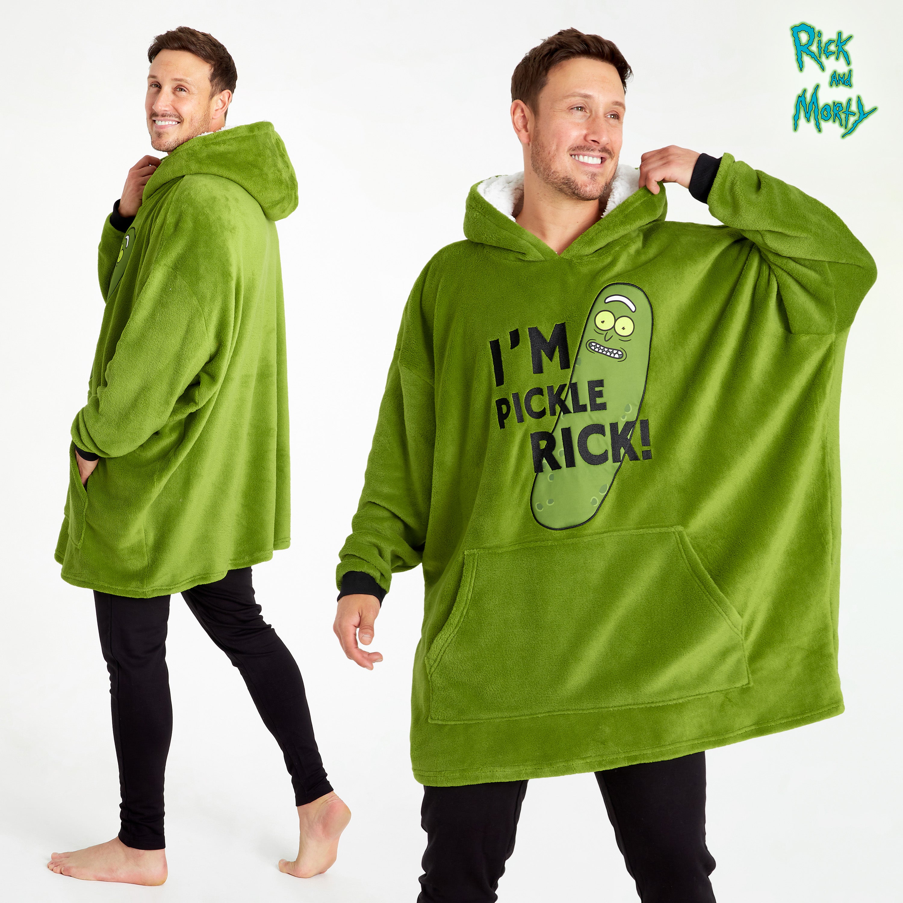 Rick and Morty Oversized Hoodie Blanket for Men, Rick and Morty Gifts (Green) - Get Trend