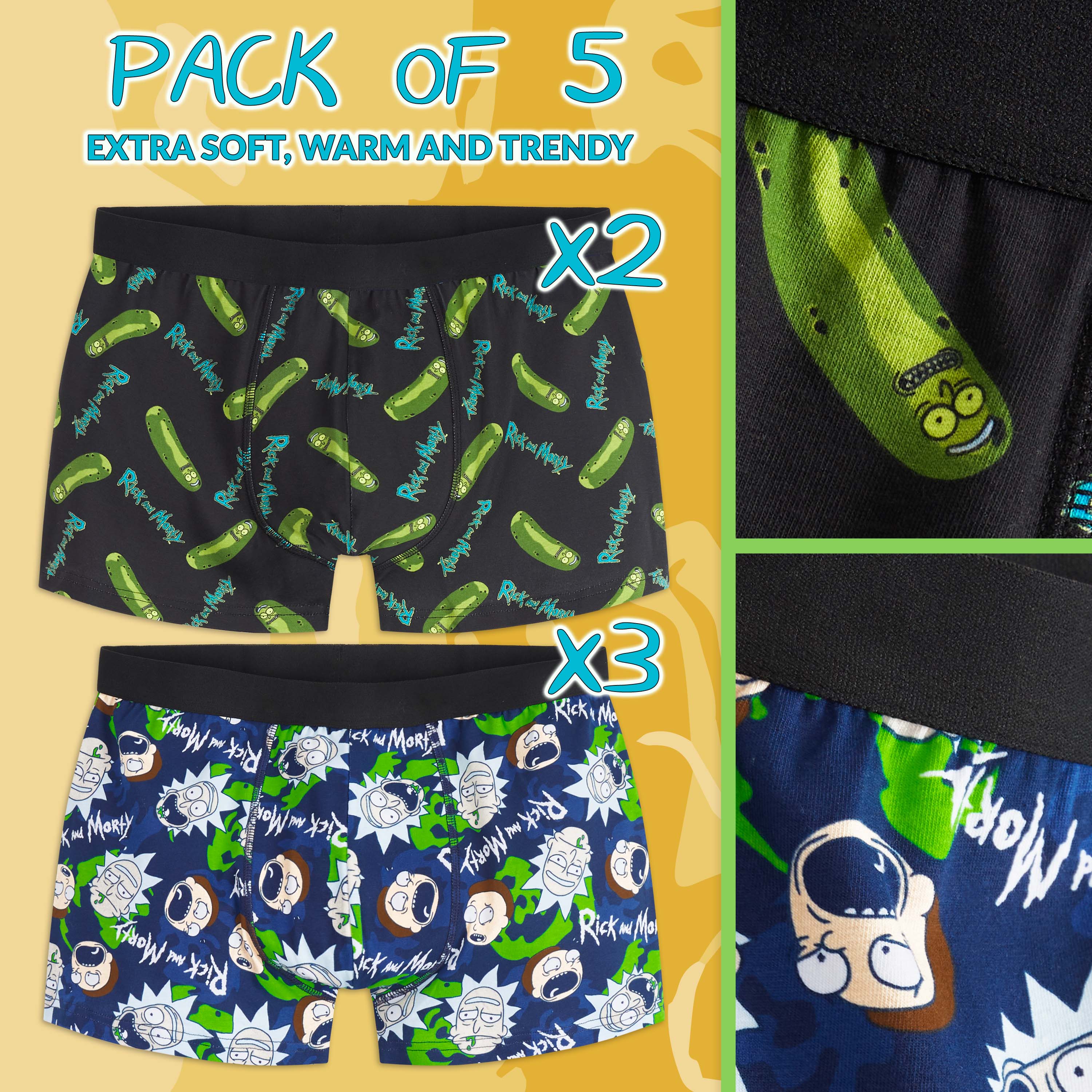 RICK AND MORTY Mens Boxers Shorts Multipack Underwear (5 Pack) - Get Trend