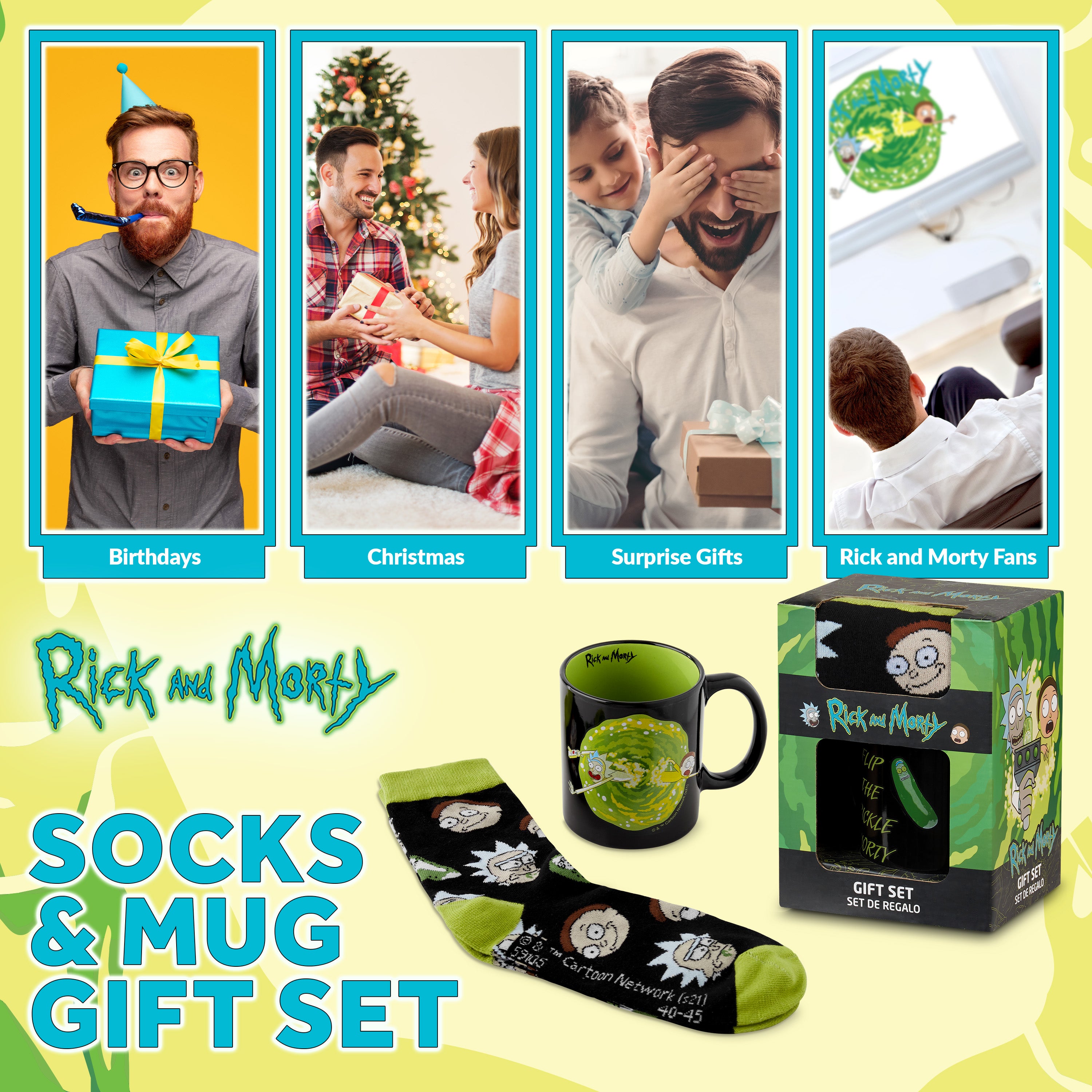 Rick and Morty Mug and Socks Set Pickle Rick Portal Mug Gift Set - Get Trend