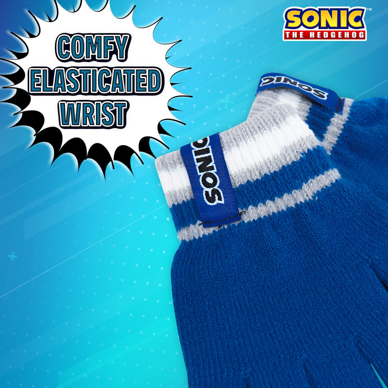 Sonic The Hedgehog Beanie Hat Scarf and Gloves Set for Boys - Get Trend
