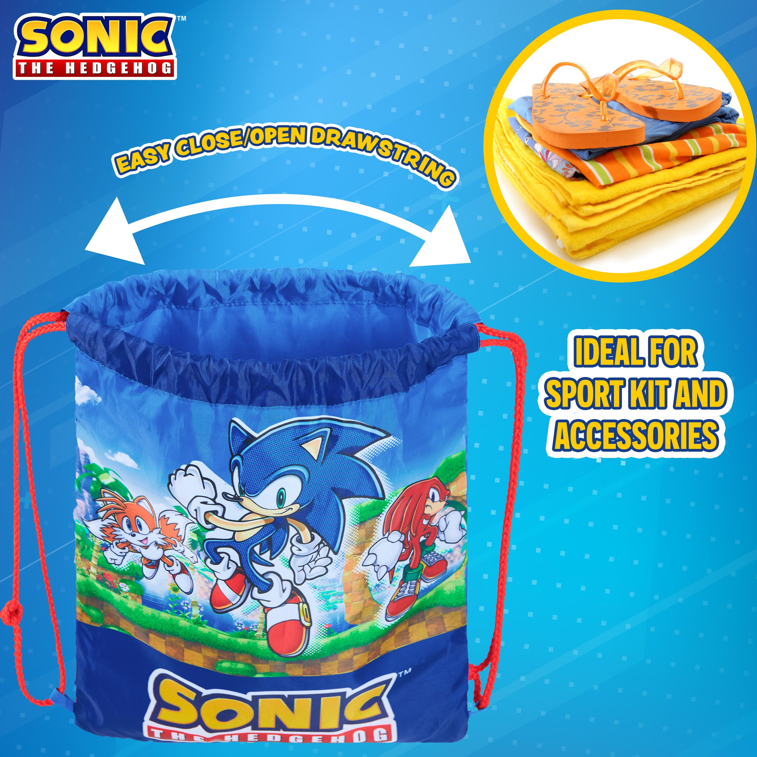 Sonic The Hedgehog Swimming Bag for Kids, Drawstring Bags - Get Trend