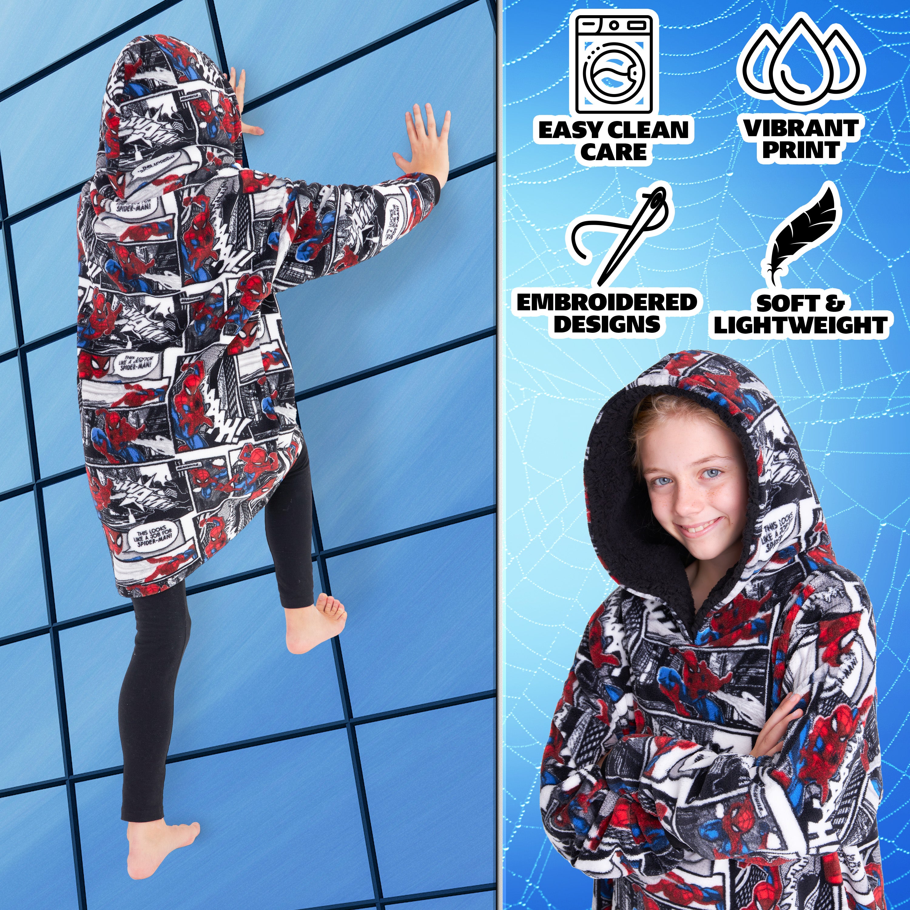 Marvel Spiderman Hoodie, Oversized Blanket Hoodie for Kids (Multi) - Get Trend