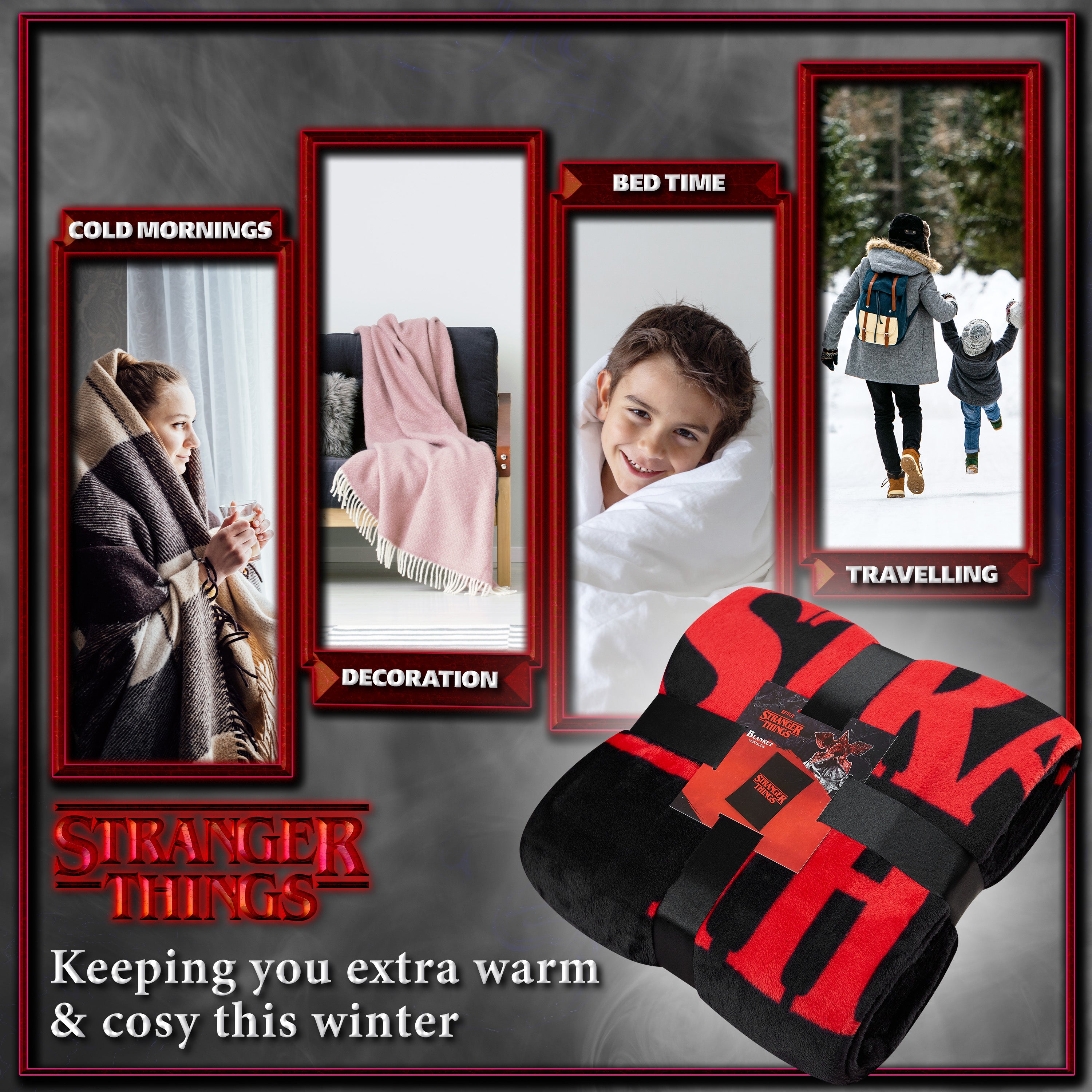 Stranger Things Blanket Throw Bedroom Accessories Fleece Blanket - Get Trend