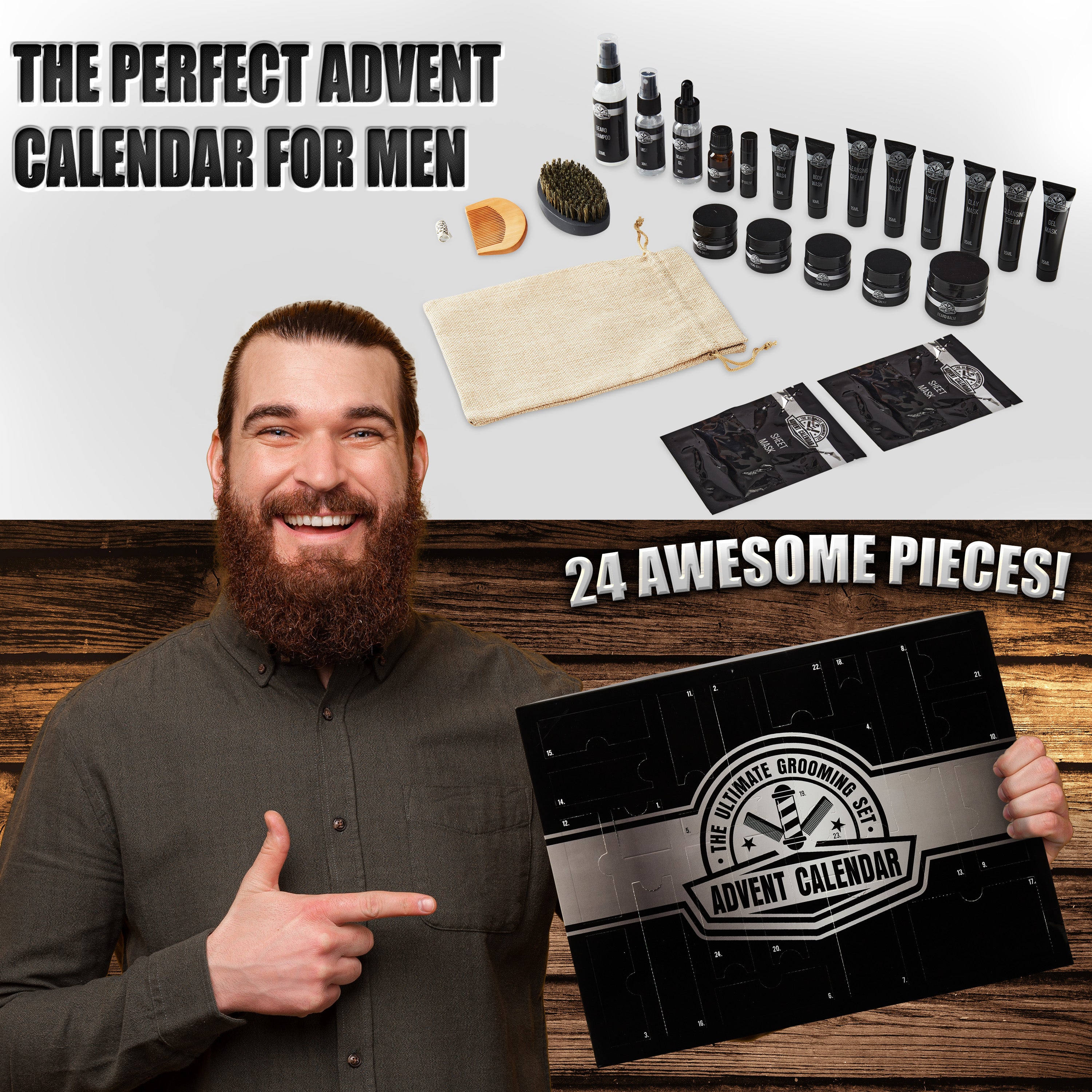 KreativeKraft Beard Grooming Kit with Travel Pouch -Set for Men - Get Trend