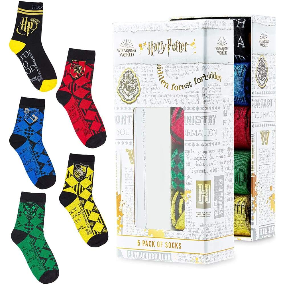 Harry Potter 5 Pack Socks in Size 4-7 Hogwarts Houses Novelty Clothes Socks Harry Potter £9
