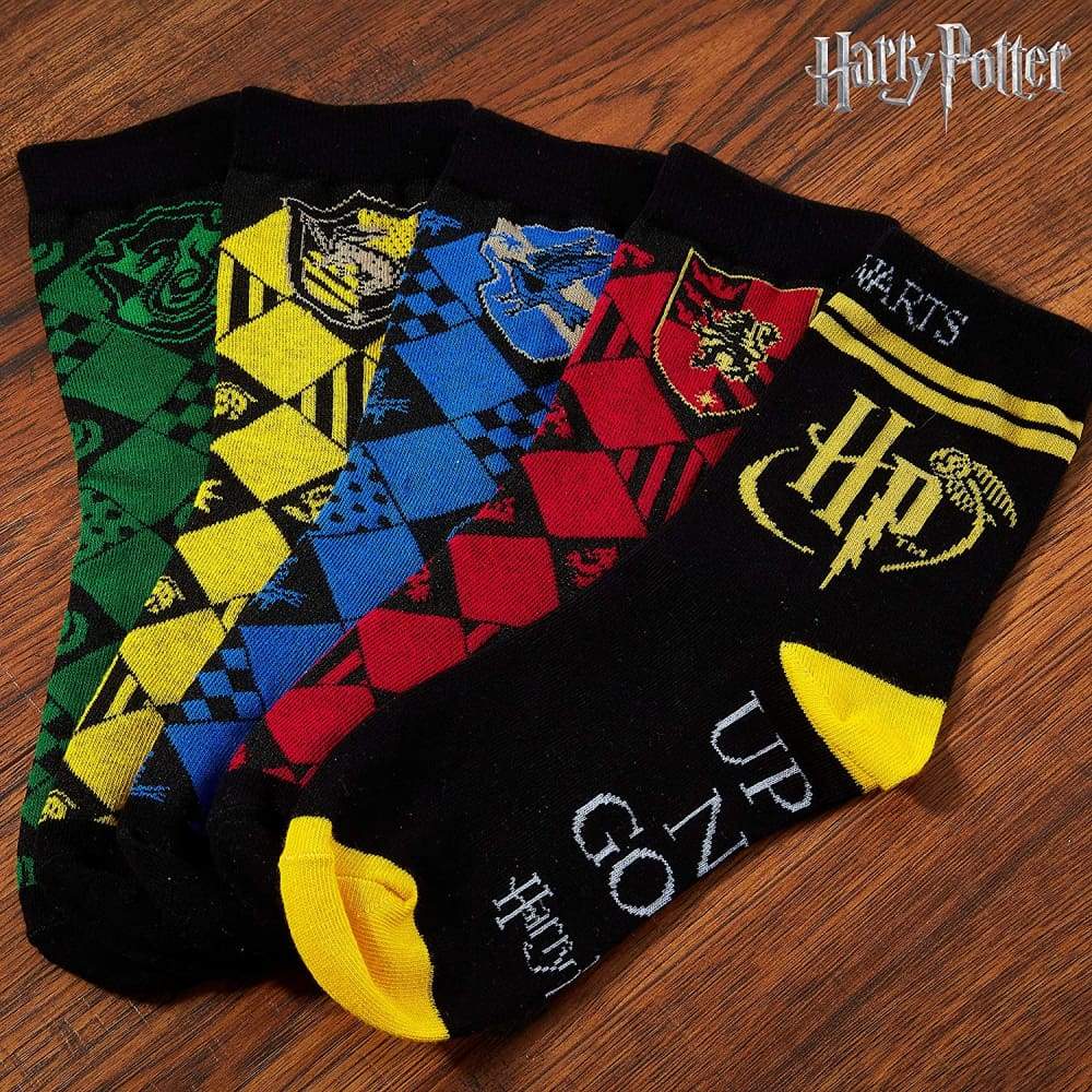 Harry Potter 5 Pack Socks in Size 4-7 Hogwarts Houses Novelty Clothes Socks Harry Potter £9