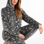 CityComfort Womens Pyjamas, Warm Fleece Hooded Pyjamas for Women Sets