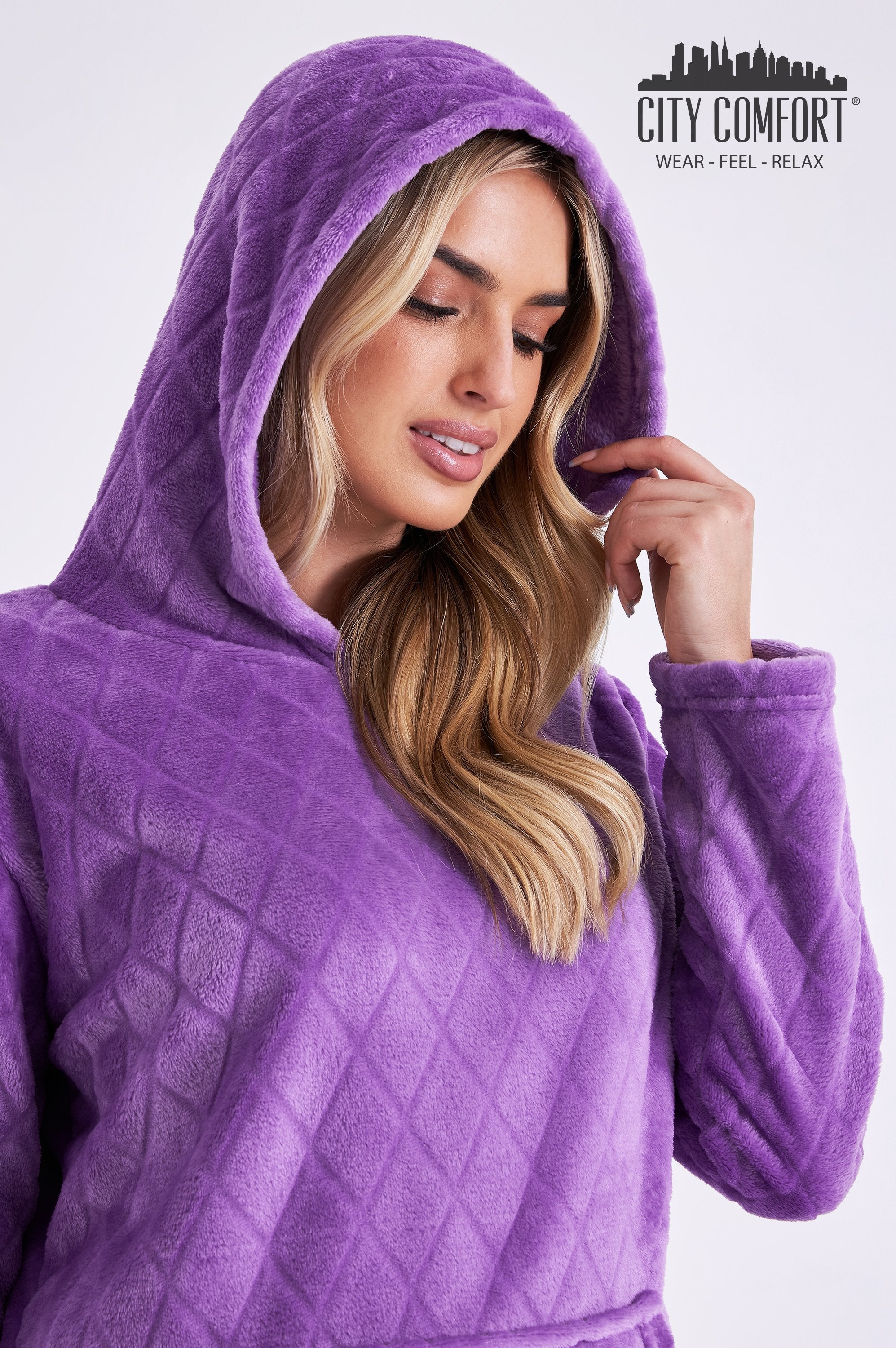 CityComfort Womens Pyjamas, Warm Fleece Hooded Pyjamas for Women Sets