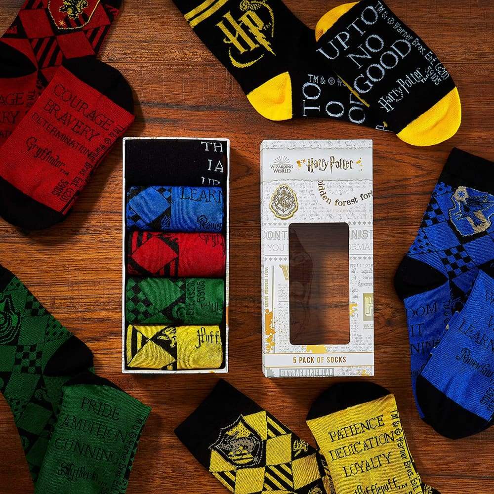 Harry Potter 5 Pack Socks in Size 4-7 Hogwarts Houses Novelty Clothes Socks Harry Potter £9