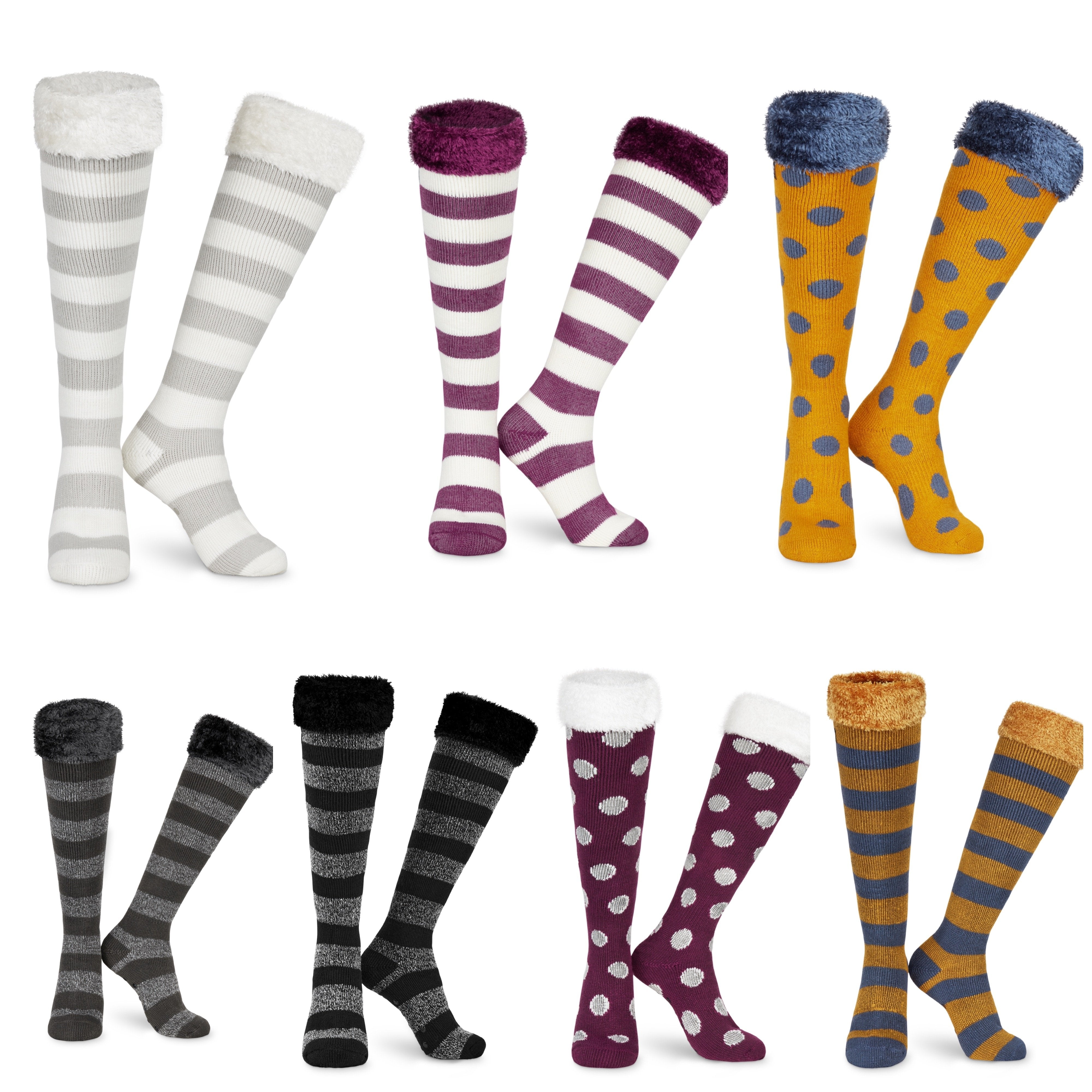 thumbnail image 2 of CityComfort Slipper Socks Women Teens - Fluffy Socks Non-Slip Warm Fleece One Size Lounge Wear - Gifts For Women, Burgundy White 2 of 12