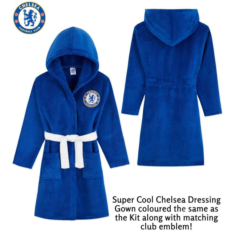 Chelsea F.c. Boys Dressing Gown Kids Fleece Hooded Robe Football Gifts Dressing Gown Chelsea F.c. £19.49