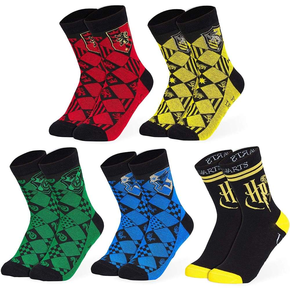 Harry Potter 5 Pack Socks in Size 4-7 Hogwarts Houses Novelty Clothes Socks Harry Potter £9