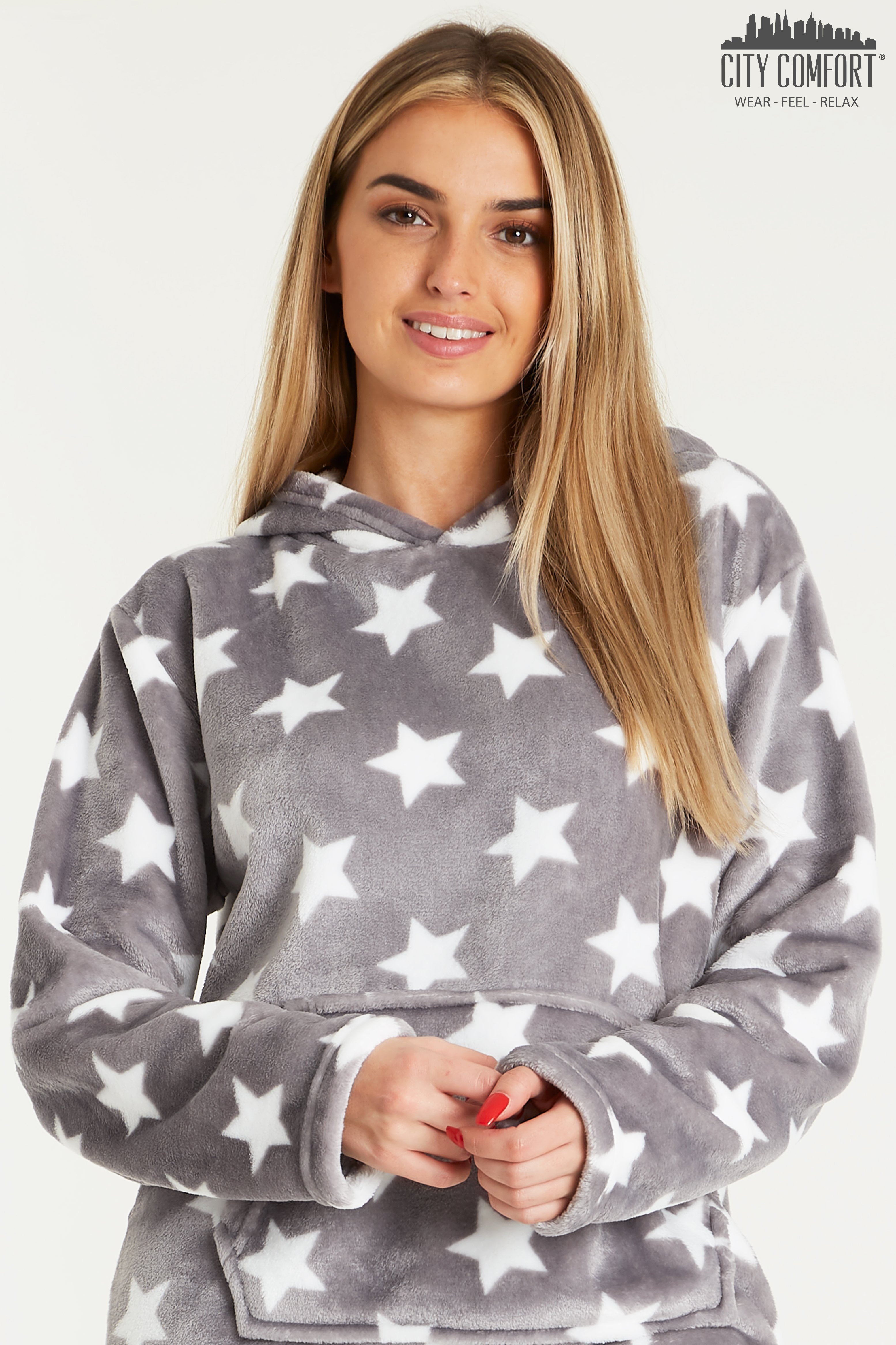 CityComfort Womens Pyjamas, Warm Fleece Hooded Pyjamas for Women Sets