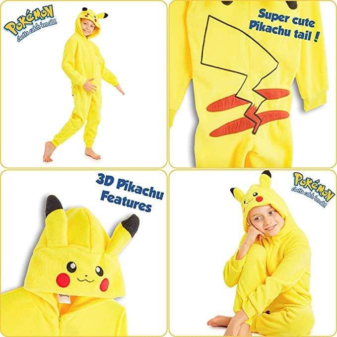 Pokemon Pikachu Onesie Cosplay Hoodie Soft Onesies Sleepwear for Boys Girls Onesie Pokèmon £17.95