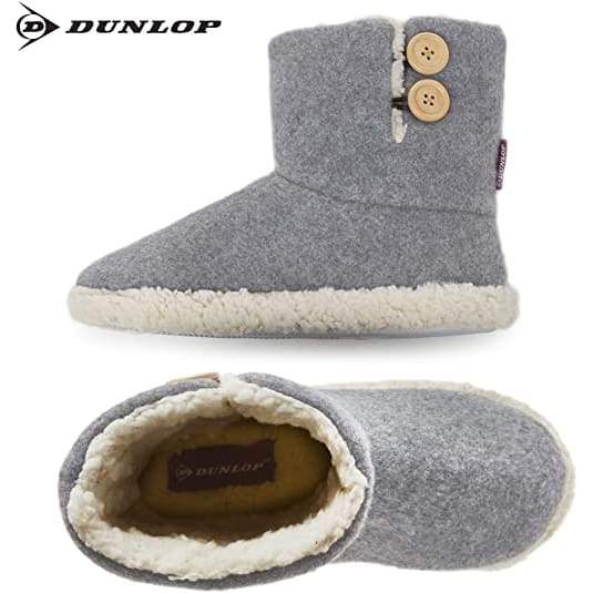 Dunlop Faux Sheepskin Warm Memory Foam Indoor Outdoor Bootie Slippers for Ladies Bootie Slippers Dunlop £14.45