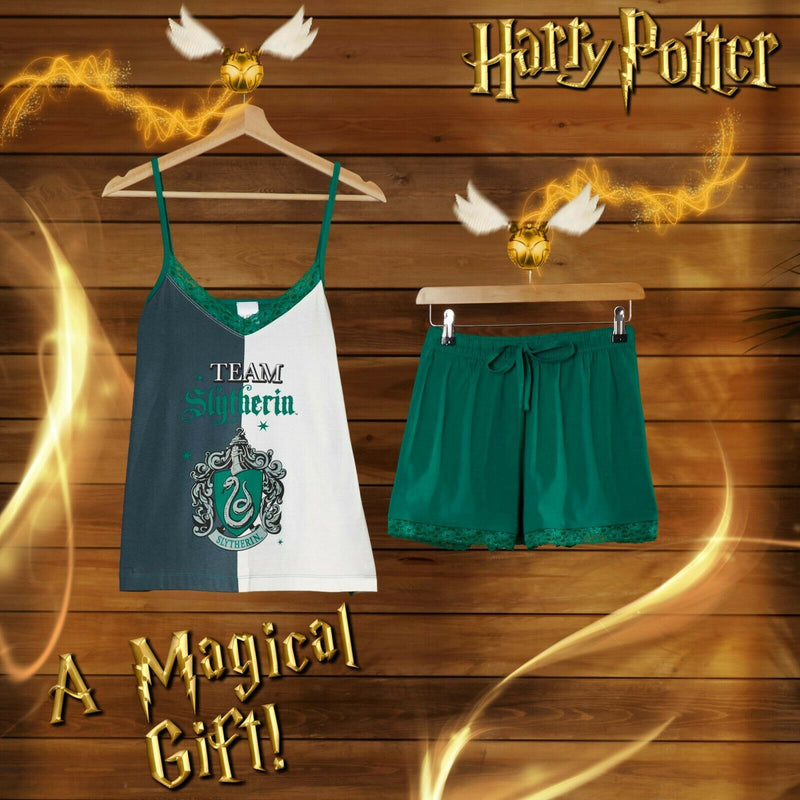 Harry Potter Ladies Pyjamas, Team Slytherin Womens Shorts and Top Set, - Get Trend