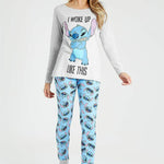 Disney Lilo & Stitch Ladies Pyjama Ser - Long Sleeve Top & Leggings - Get Trend