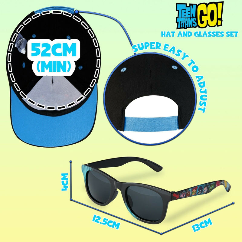 Teen Titans Go! Baseball Cap and Kids Sunglasses Set, Boys Sun Hat, Sunglasses - Get Trend