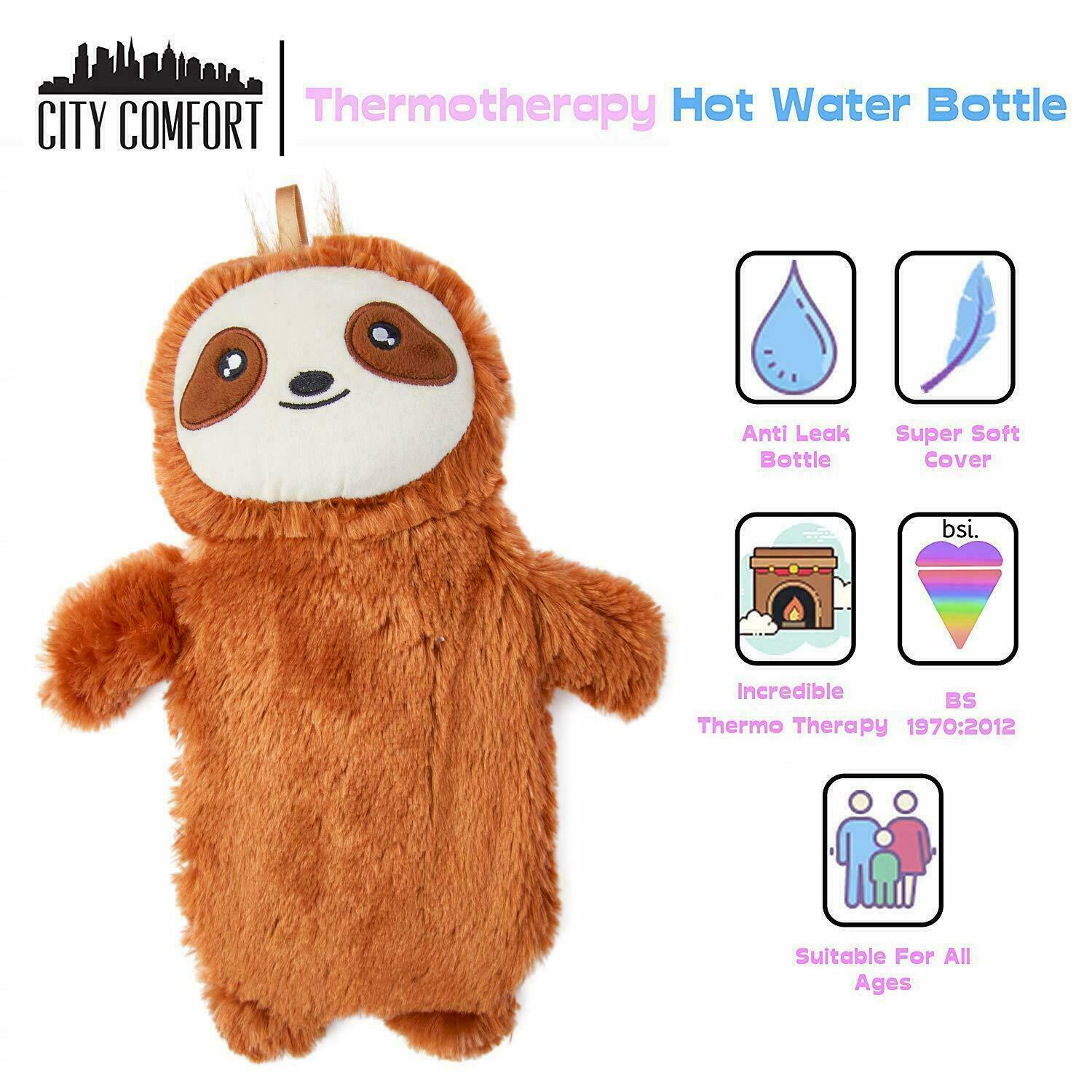 CityComfort Hot Water Bottle with Cover - SLOTH - Get Trend