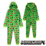 Minecraft Onesie for Boys, Kids Pyjamas All in One, Children Pj Jumpsuit, Super Soft Hooded Onesies - Get Trend