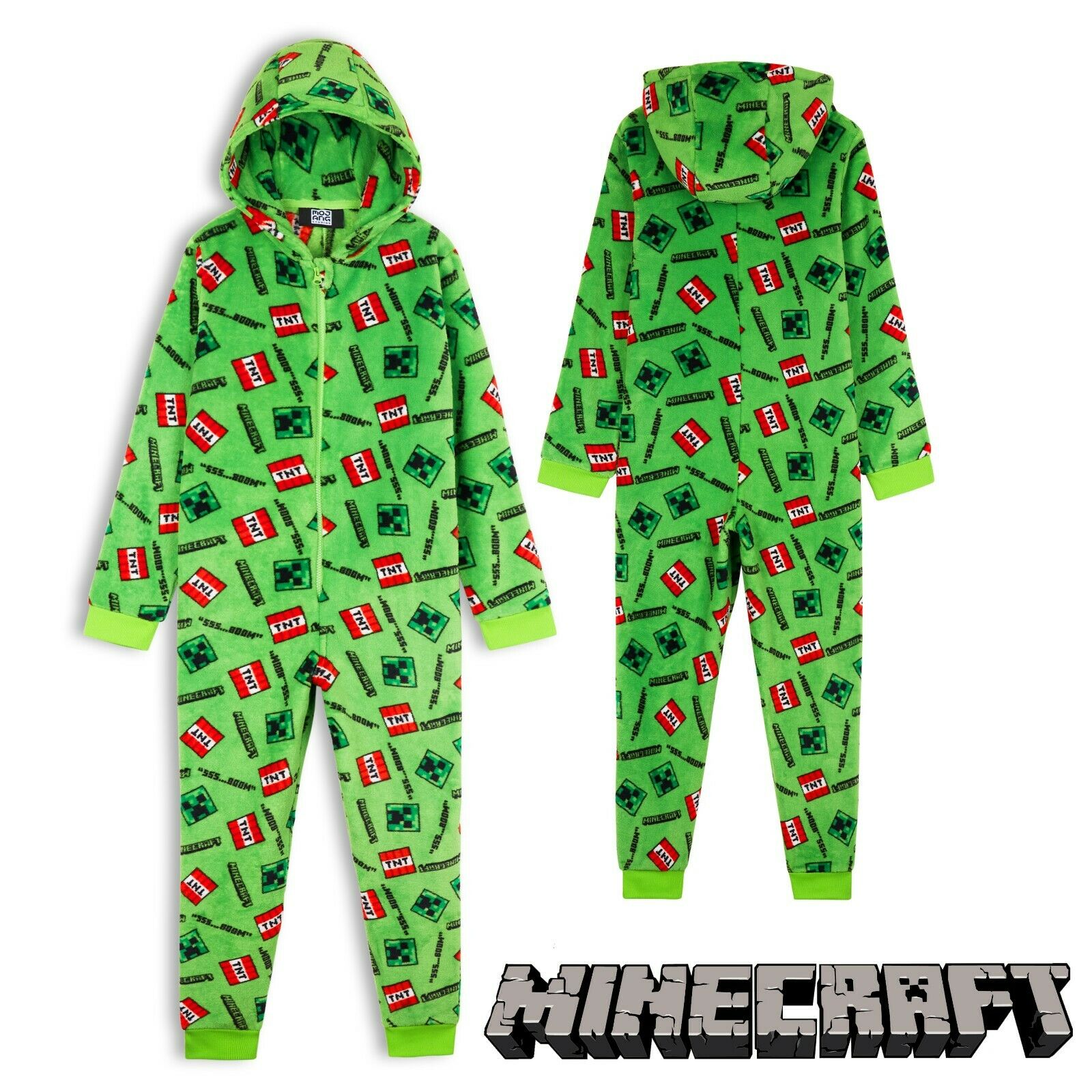Minecraft Onesie for Boys, Kids Pyjamas All in One, Children Pj Jumpsuit, Super Soft Hooded Onesies - Get Trend