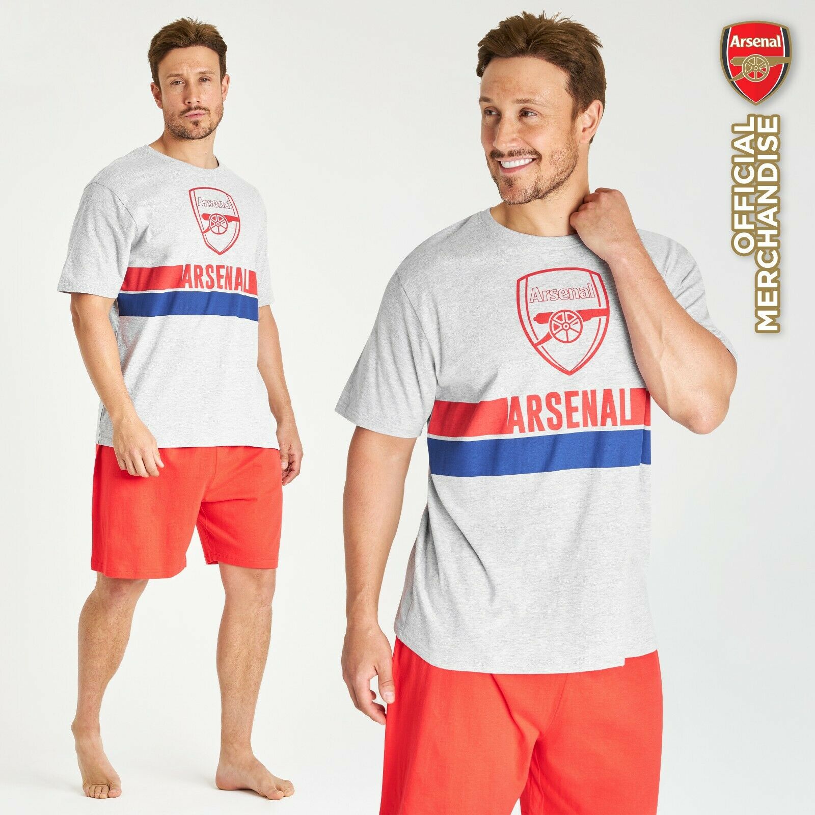 Arsenal F.C. Mens Pyjamas, Official Merchandise, Short PJs, Football Nightwear - Get Trend