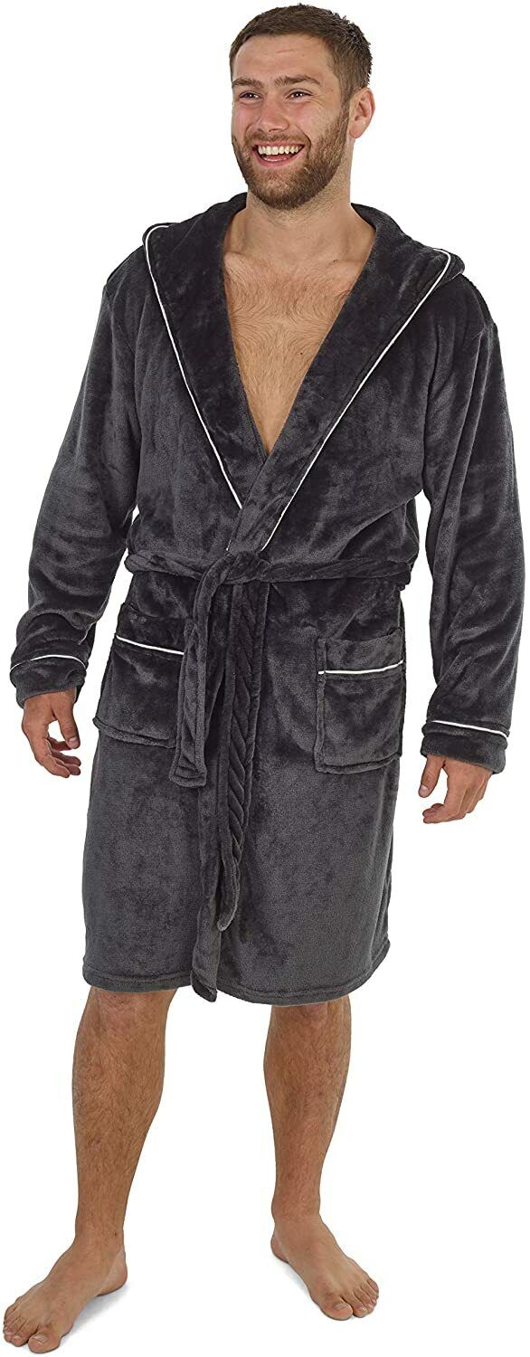 CityComfort Super Soft  Hooded Dressing Gowns for Men in Grey or Navy - Get Trend
