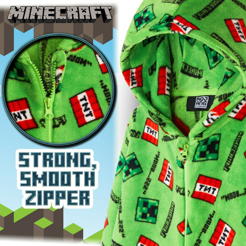 Minecraft Onesie for Boys, Kids Pyjamas All in One, Children Pj Jumpsuit, Super Soft Hooded Onesies - Get Trend