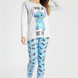 Disney Lilo & Stitch Ladies Pyjama Ser - Long Sleeve Top & Leggings - Get Trend