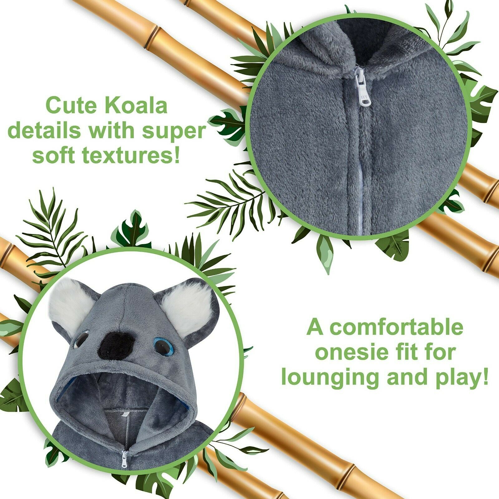 CityComfort Koala Onesie Fleece Pyjamas Jumpsuit for Kids Children - Get Trend
