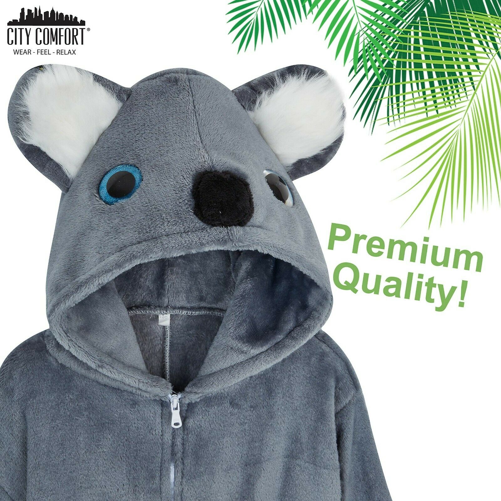 CityComfort Koala Onesie Fleece Pyjamas Jumpsuit for Kids Children - Get Trend